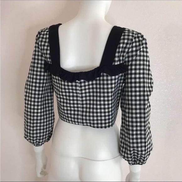 Bcbgeneration Gingham M Crop Top black white top - Picture 8 of 16